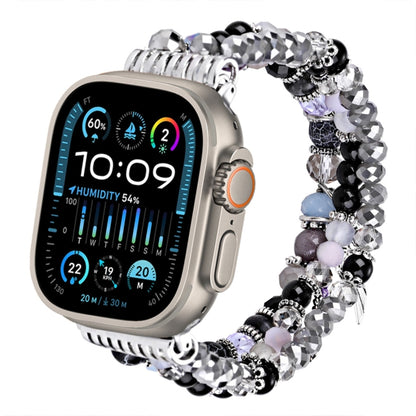 For Apple Watch 46mm / 49mm / 45mm / 44mm Colored Diamond Tassel Chain Watch Band(Black) by bashfashion