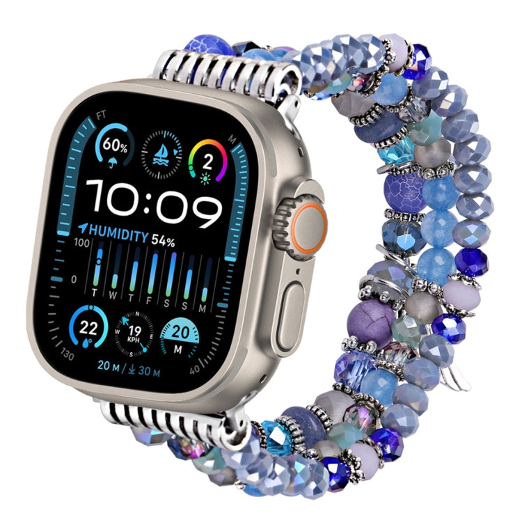For Apple Watch 46mm / 49mm / 45mm / 44mm Colored Diamond Tassel Chain Watch Band(Blue) by bashfashion