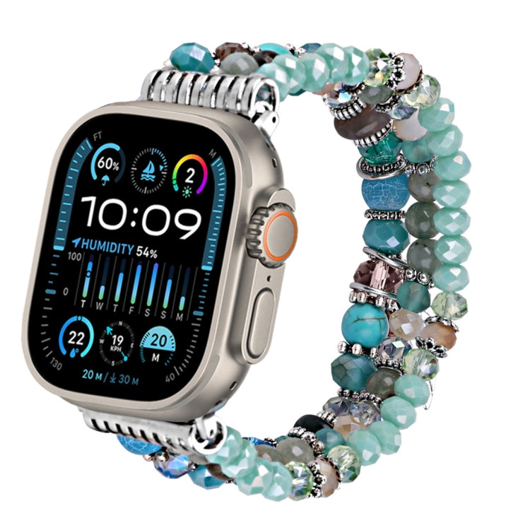 For Apple Watch 46mm / 49mm / 45mm / 44mm Colored Diamond Tassel Chain Watch Band(Green) by bashfashion