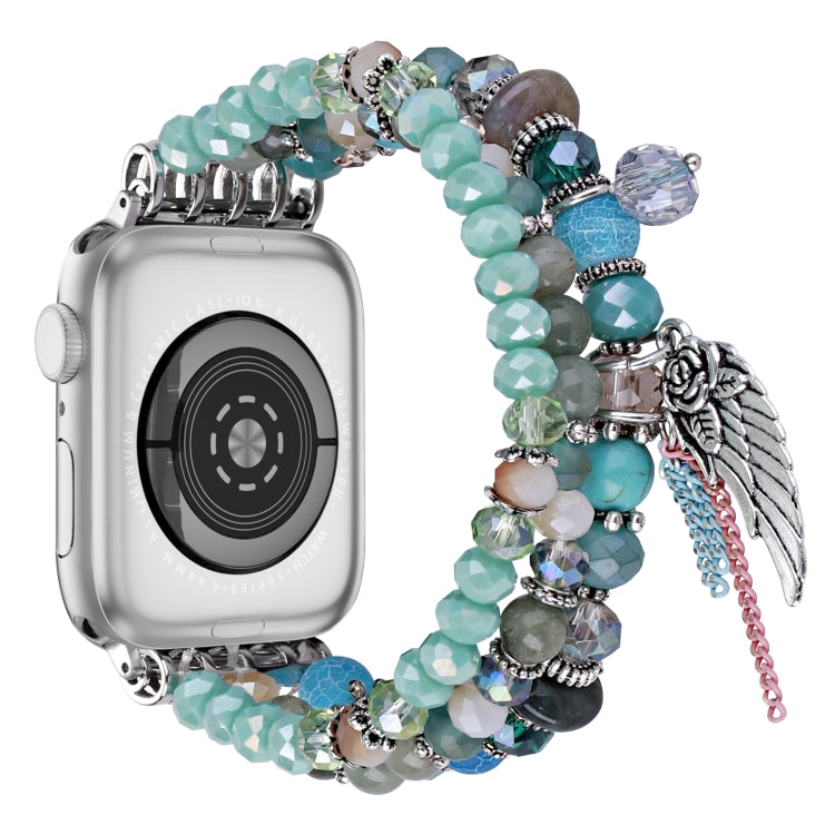 For Apple Watch 46mm / 49mm / 45mm / 44mm Colored Diamond Tassel Chain Watch Band(Green) by bashfashion