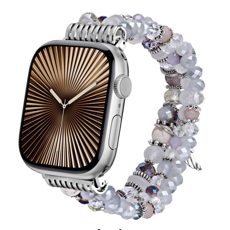 For Apple Watch 42mm / 41mm / 40mm / 38mm Colored Diamond Tassel Chain Watch Band(White) by bashfashion
