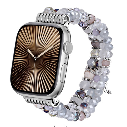 For Apple Watch 42mm / 41mm / 40mm / 38mm Colored Diamond Tassel Chain Watch Band(White) by bashfashion