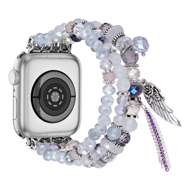 For Apple Watch 42mm / 41mm / 40mm / 38mm Colored Diamond Tassel Chain Watch Band(White) by bashfashion