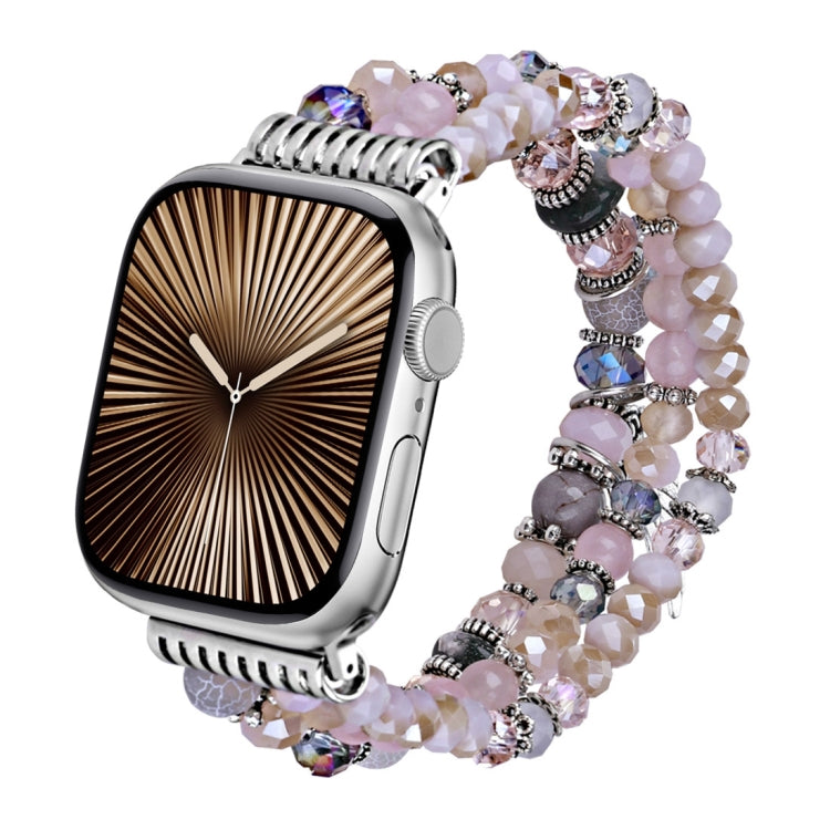 For Apple Watch 42mm / 41mm / 40mm / 38mm Colored Diamond Tassel Chain Watch Band(Pink) by bashfashion