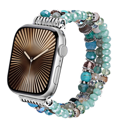 For Apple Watch 42mm / 41mm / 40mm / 38mm Colored Diamond Tassel Chain Watch Band(Green) by bashfashion