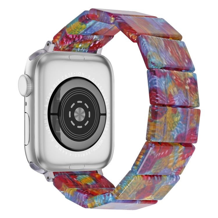For Apple Watch 46mm / 49mm / 45mm / 44mm Stretch Rope Square Resin Watch Band(Pearlescent Rainbow) by bashfashion