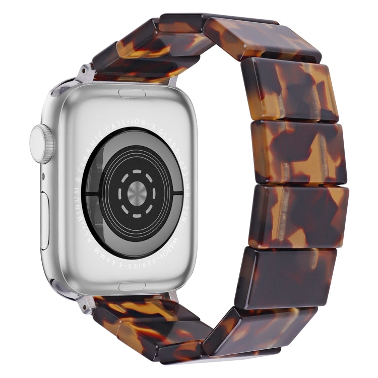For Apple Watch 46mm / 49mm / 45mm / 44mm Stretch Rope Square Resin Watch Band(Tortoise Shell Color) by bashfashion