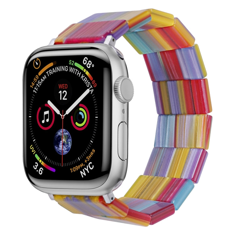 For Apple Watch 42mm / 41mm / 40mm / 38mm Stretch Rope Square Resin Watch Band(Rainbow) by bashfashion