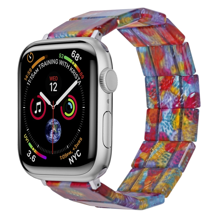 For Apple Watch 42mm / 41mm / 40mm / 38mm Stretch Rope Square Resin Watch Band(Pearlescent Rainbow) by bashfashion