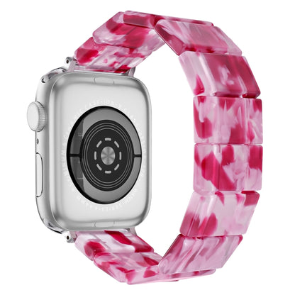 For Apple Watch 42mm / 41mm / 40mm / 38mm Stretch Rope Square Resin Watch Band(Pink Rose) by bashfashion