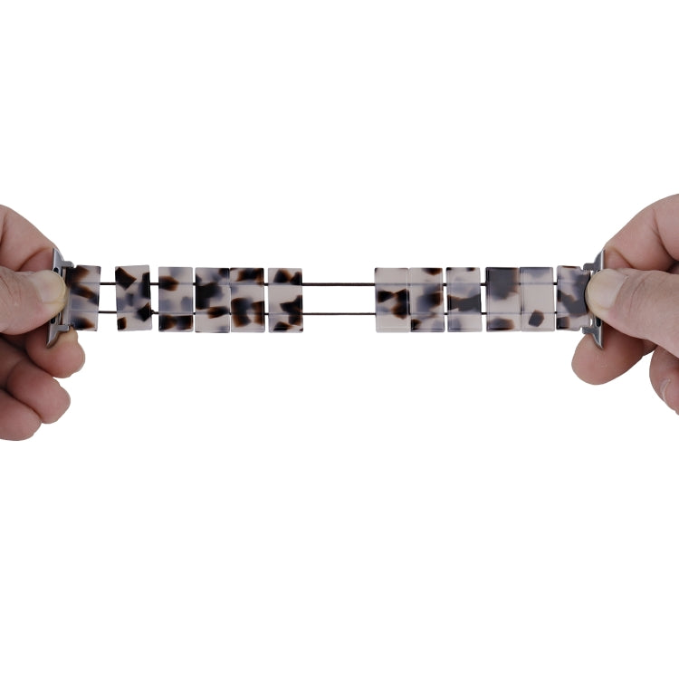 For Apple Watch 46mm / 49mm / 45mm / 44mm Stretch Rope Square Resin Watch Band(Pink Flower) by bashfashion