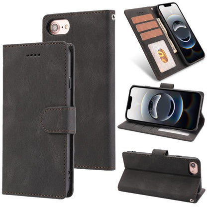 For iPhone SE 2024 Fantasy Skin-feel Calfskin Texture Leather Phone Case(Black) by bashfashion