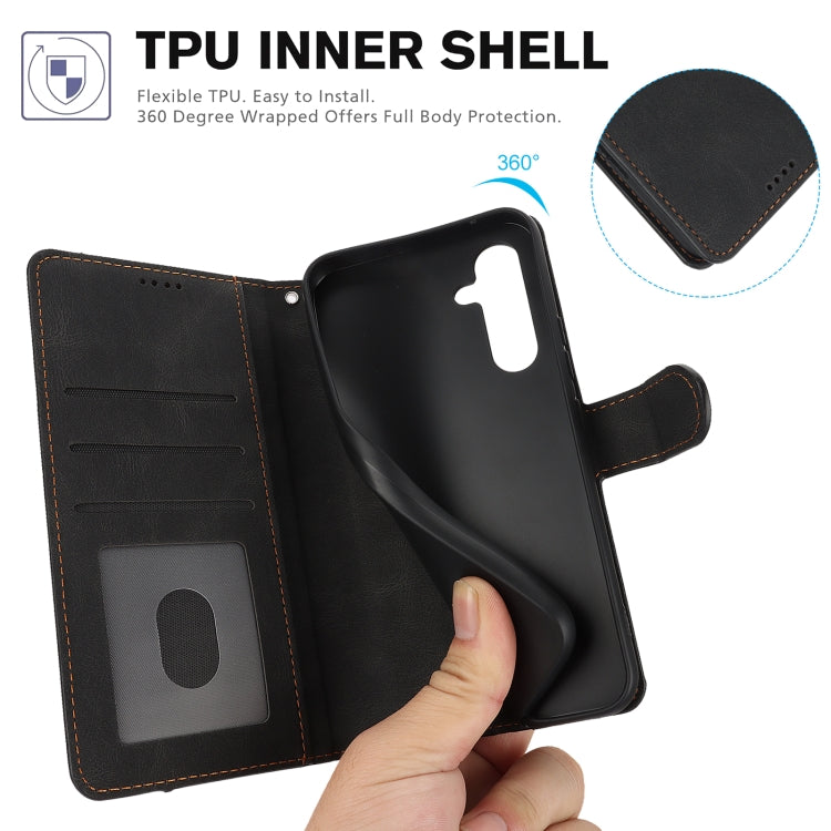 For Samsung Galaxy A16 5G Fantasy Skin-feel Calfskin Texture Leather Phone Case(Black) by bashfashion