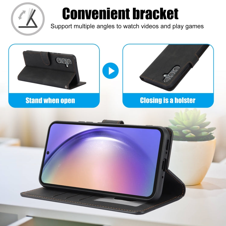 For Samsung Galaxy A16 5G Fantasy Skin-feel Calfskin Texture Leather Phone Case(Black) by bashfashion