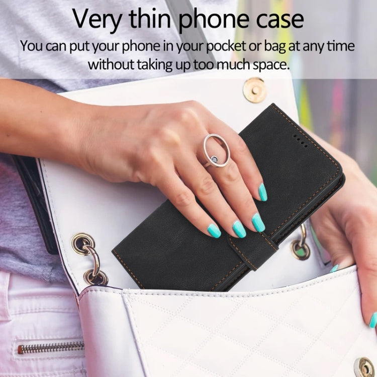 For Samsung Galaxy A16 5G Fantasy Skin-feel Calfskin Texture Leather Phone Case(Black) by bashfashion