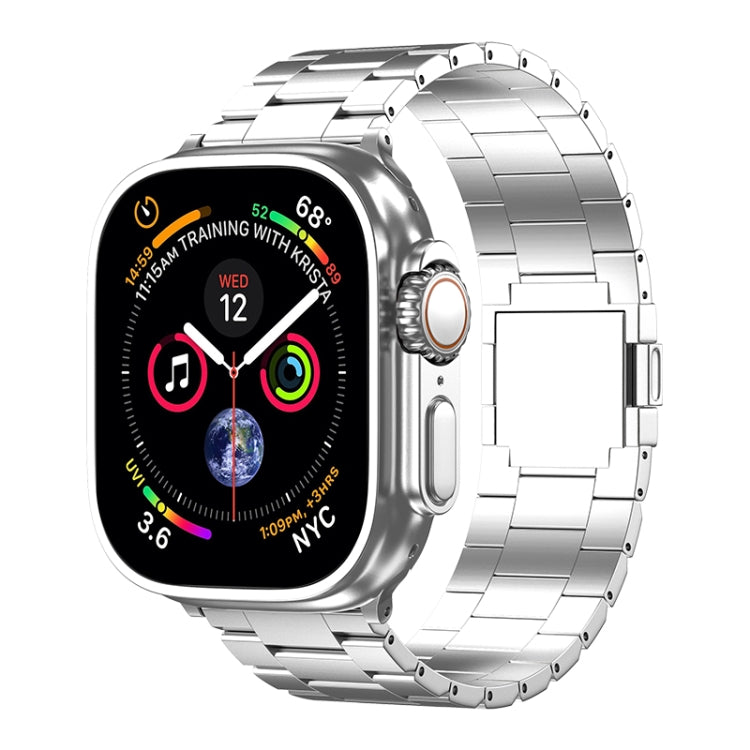 For Apple Watch 46mm / 49mm / 45mm / 44mm Tri-beads Magnetic Titanium Alloy Watch Band(Silver) by bashfashion