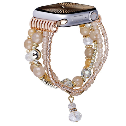 For Apple Watch 46mm / 49mm / 45mm / 44mm Four-row Copper Beads Chain Watch Band(Apricot) by bashfashion