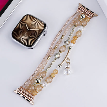 For Apple Watch 46mm / 49mm / 45mm / 44mm Four-row Copper Beads Chain Watch Band(Apricot) by bashfashion