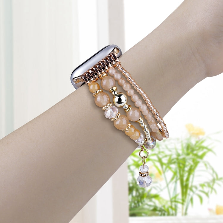 For Apple Watch 46mm / 49mm / 45mm / 44mm Four-row Copper Beads Chain Watch Band(Apricot) by bashfashion