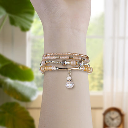 For Apple Watch 46mm / 49mm / 45mm / 44mm Four-row Copper Beads Chain Watch Band(Apricot) by bashfashion