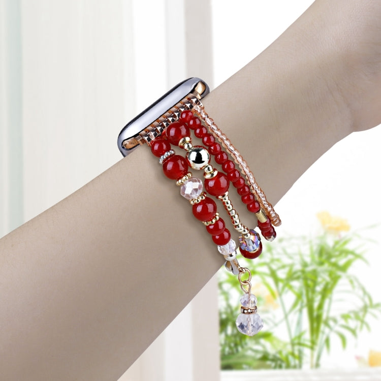 For Apple Watch 46mm / 49mm / 45mm / 44mm Four-row Copper Beads Chain Watch Band(Red) by bashfashion