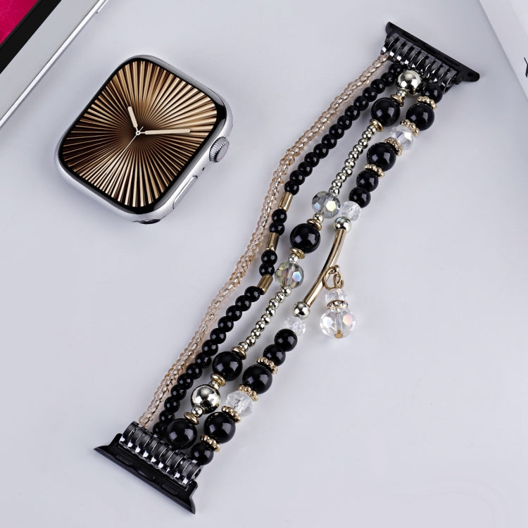 For Apple Watch 46mm / 49mm / 45mm / 44mm Four-row Copper Beads Chain Watch Band(Black) by bashfashion