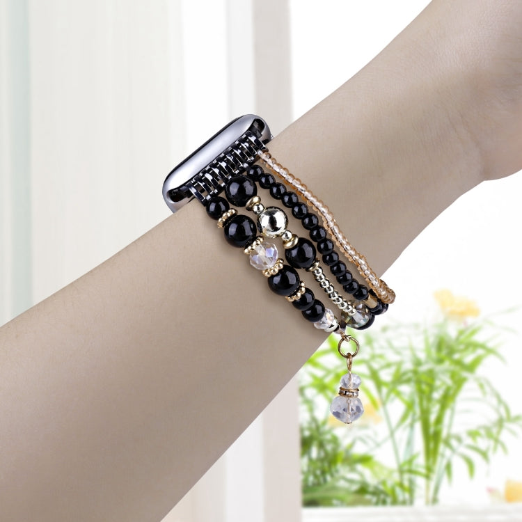 For Apple Watch 46mm / 49mm / 45mm / 44mm Four-row Copper Beads Chain Watch Band(Black) by bashfashion