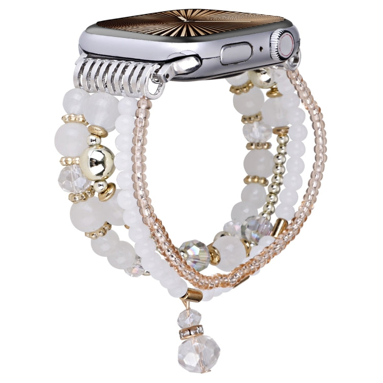 For Apple Watch 46mm / 49mm / 45mm / 44mm Four-row Copper Beads Chain Watch Band(White) by bashfashion