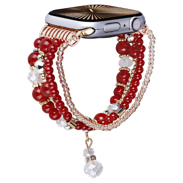 For Apple Watch 42mm / 41mm / 40mm / 38mm Four-row Copper Beads Chain Watch Band(Red) by bashfashion