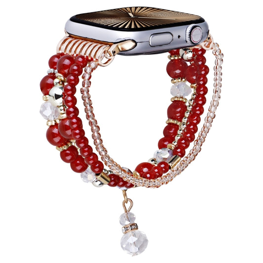 For Apple Watch 42mm / 41mm / 40mm / 38mm Four-row Copper Beads Chain Watch Band(Red) by bashfashion