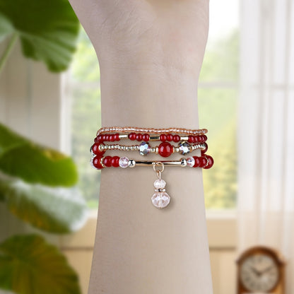 For Apple Watch 42mm / 41mm / 40mm / 38mm Four-row Copper Beads Chain Watch Band(Red) by bashfashion