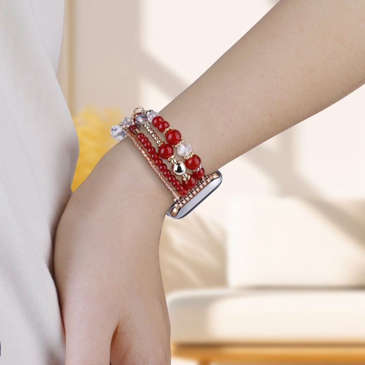 For Apple Watch 42mm / 41mm / 40mm / 38mm Four-row Copper Beads Chain Watch Band(Red) by bashfashion
