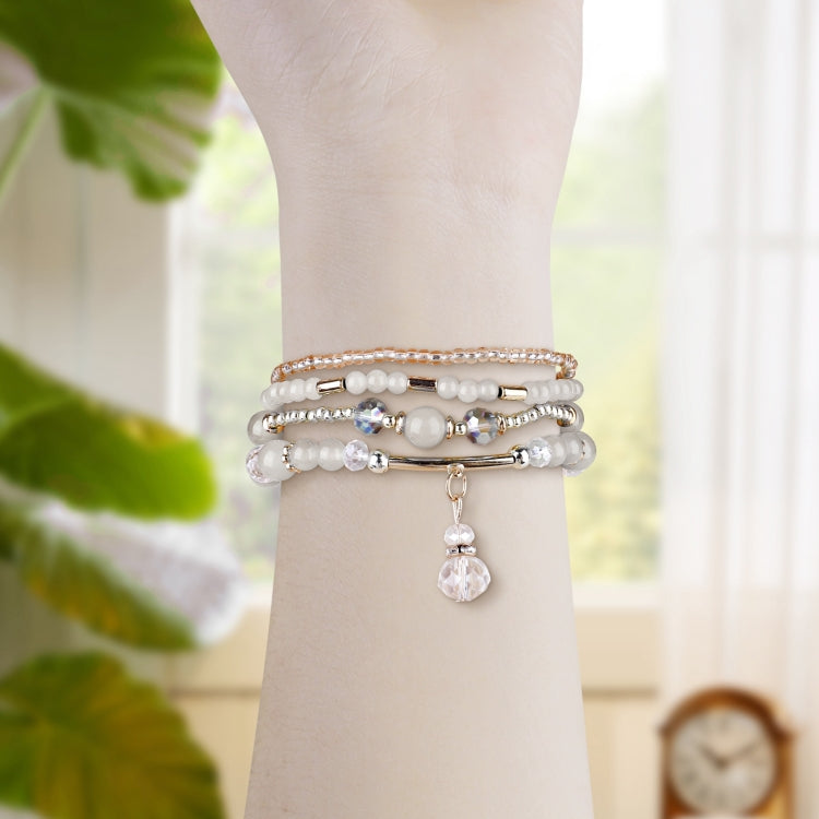 For Apple Watch 42mm / 41mm / 40mm / 38mm Four-row Copper Beads Chain Watch Band(White) by bashfashion