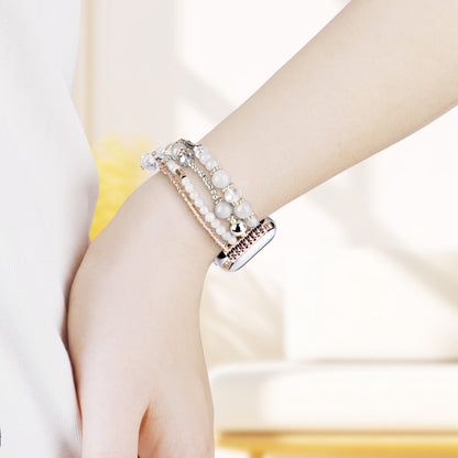 For Apple Watch 42mm / 41mm / 40mm / 38mm Four-row Copper Beads Chain Watch Band(White) by bashfashion