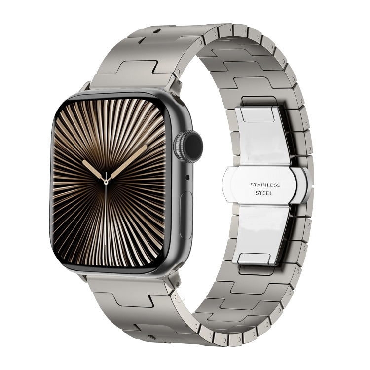 For Apple Watch 46mm / 49mm / 45mm / 44mm Side Release Stainless Steel Watch Band(Titanium) by bashfashion