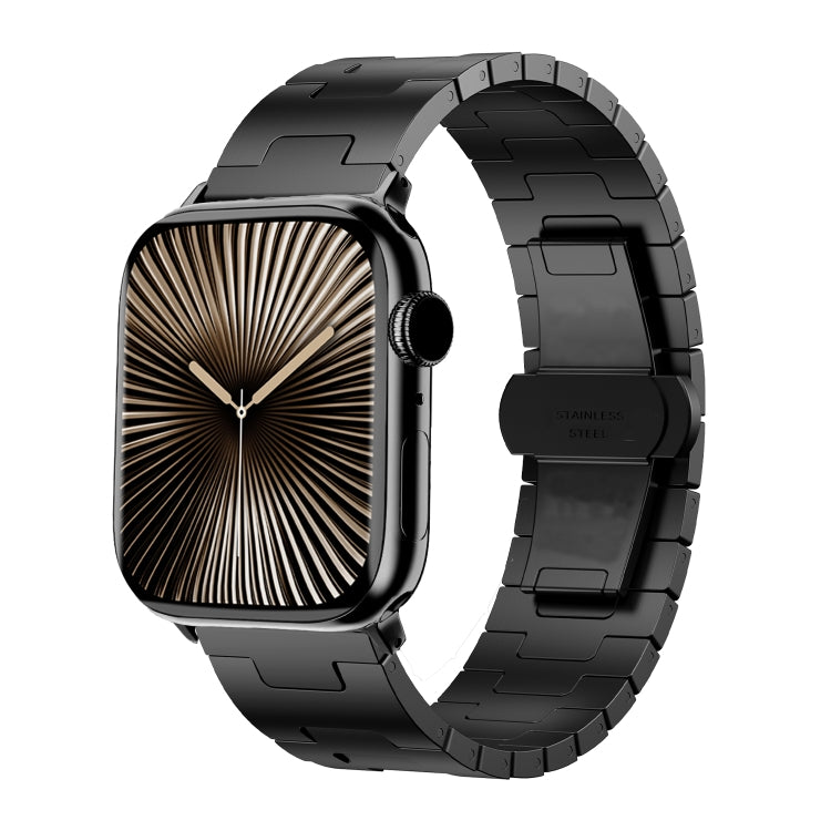 For Apple Watch 42mm / 41mm / 40mm / 38mm Side Release Stainless Steel Watch Band(Black) by bashfashion