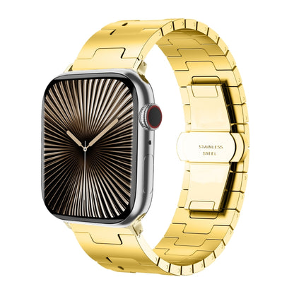 For Apple Watch 42mm / 41mm / 40mm / 38mm Side Release Stainless Steel Watch Band(Gold) by bashfashion