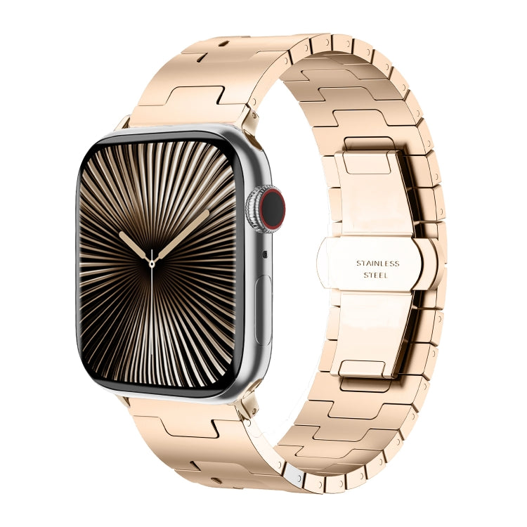 For Apple Watch 42mm / 41mm / 40mm / 38mm Side Release Stainless Steel Watch Band(Rose Gold) by bashfashion