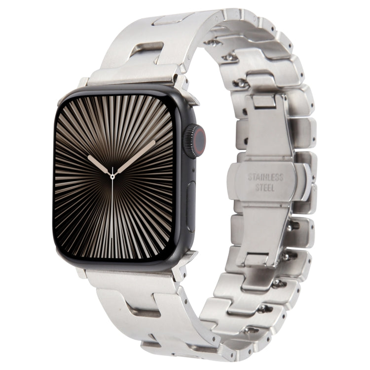 For Apple Watch 42mm / 41mm / 40mm / 38mm Quick Release Stainless Steel Watch Band(Silver) by bashfashion