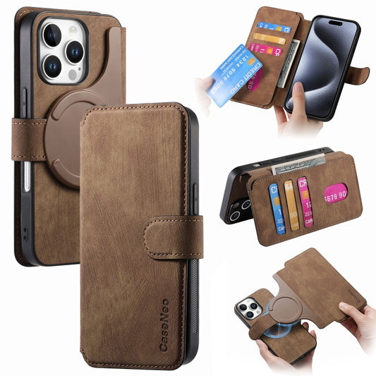 For iPhone 16 Pro Max CaseNeo MagSafe RFID Anti-theft Retro Leather Phone Case(Brown) by CaseNeo