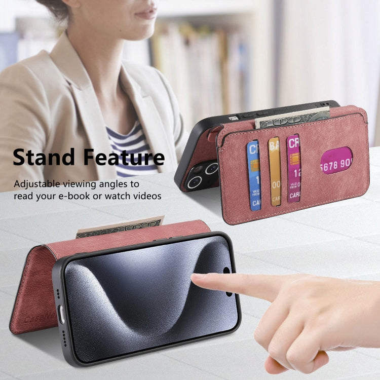 For iPhone 16 Pro Max CaseNeo MagSafe RFID Anti-theft Retro Leather Phone Case(Pink) by CaseNeo