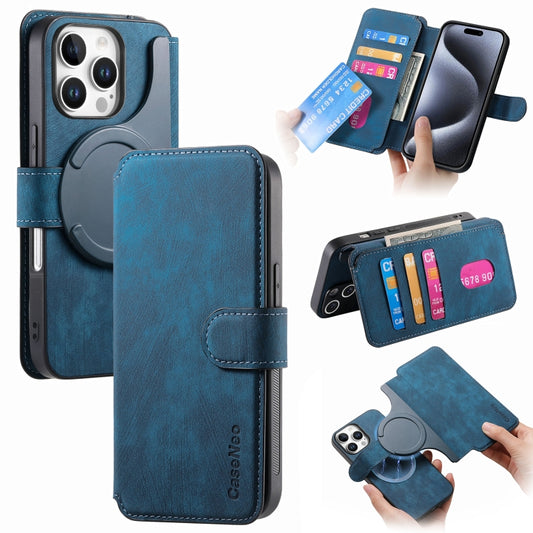 For iPhone 16 Pro CaseNeo MagSafe RFID Anti-theft Retro Leather Phone Case(Blue) by CaseNeo