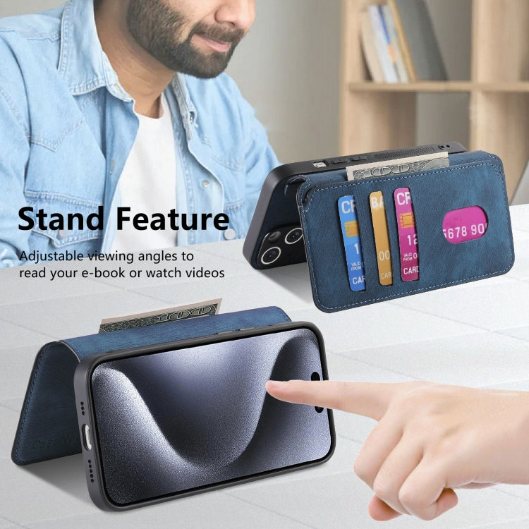 For iPhone 16 Pro CaseNeo MagSafe RFID Anti-theft Retro Leather Phone Case(Blue) by CaseNeo