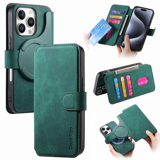 For iPhone 16 Pro CaseNeo MagSafe RFID Anti-theft Retro Leather Phone Case(Green) by CaseNeo