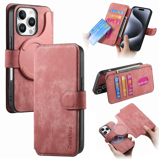 For iPhone 16 Pro CaseNeo MagSafe RFID Anti-theft Retro Leather Phone Case(Pink) by CaseNeo