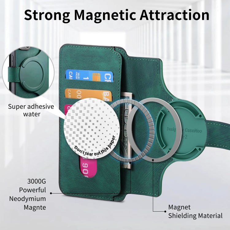 For iPhone 16 Plus CaseNeo MagSafe RFID Anti-theft Retro Leather Phone Case(Green) by CaseNeo