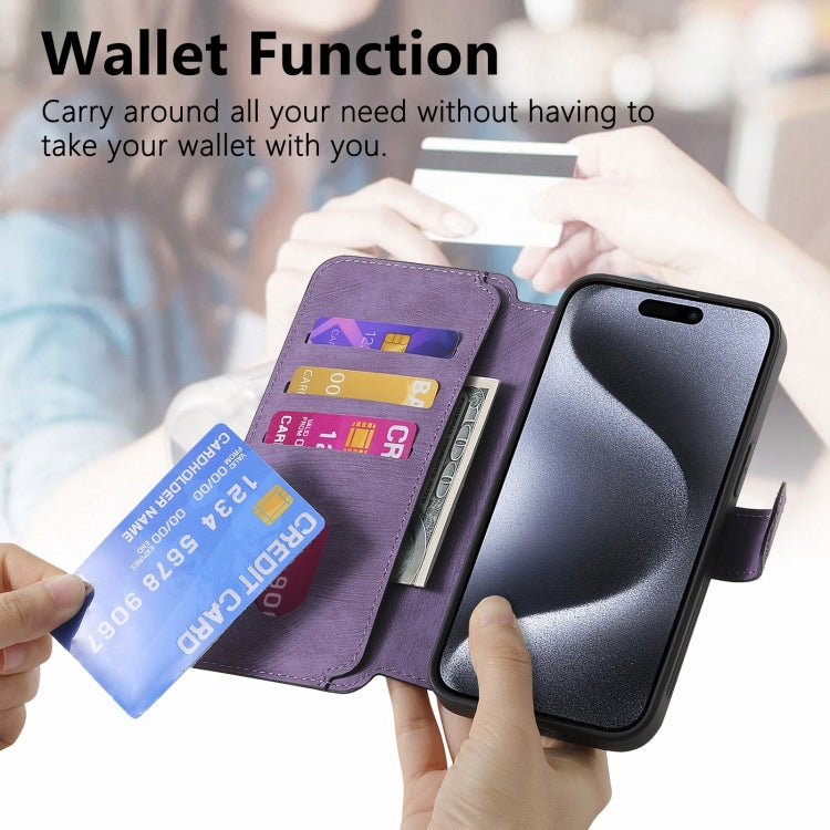 For iPhone 15 Pro Max CaseNeo MagSafe RFID Anti-theft Retro Leather Phone Case(Purple) by CaseNeo