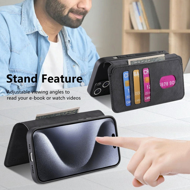 For iPhone 15 Pro CaseNeo MagSafe RFID Anti-theft Retro Leather Phone Case(Black) by CaseNeo