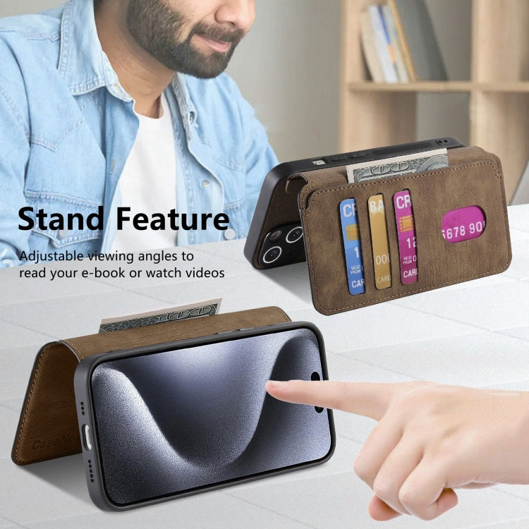 For iPhone 15 Pro CaseNeo MagSafe RFID Anti-theft Retro Leather Phone Case(Brown) by CaseNeo