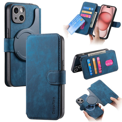 For iPhone 15 Plus CaseNeo MagSafe RFID Anti-theft Retro Leather Phone Case(Blue) by CaseNeo